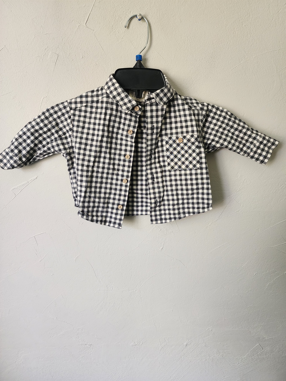 Popelin Black & White Gingham Button-Down Shirt Size 12M